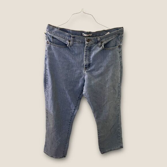 Lee Relaxed Fit High Rise Straight Leg Jeans Light Wash Indigo 14 Medium - Picture 1 of 8